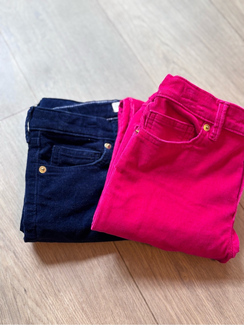 J. Crew Factory Pink and Navy Kids Corduroy Jeans